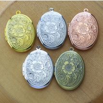 4pcs Flowers Photo Loclet Box Setting Antique Silver Bronze Rose Gold Color Plated Oval Cameo Base Blank Tray