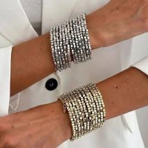 KunJoe Vintage Multi Layer Wide Bracelet for Women Punk CCB Acrylic Bead Chain Bangle Bracelet 2026 Fashion Jewelry Accessories