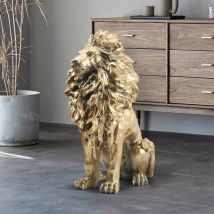 Goldene Löwe Statue Boden Wohnkultur Kunst große Harz Skulptur Neujahr Indoor große Luxus Ornament Skulptur modern
