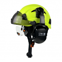 Casco di sicurezza da costruzione CE con doppia protezione paraorecchie Elmetto protettivo in ABS Elmetto ventilato per protezione della testa di lavoro industriale ANSI