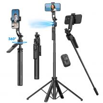 Ausziehbares Stativ mit automatischer Gesichtsverfolgung 360° °   Rotation, keine App, 64-Zoll-Handyhalter mit Bewegungssensor, Ständer, Kamerahalterung für Videos, Vlogs