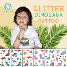 200+ Glitzerstile Dinosaurier-Tattoos für Kinder, Partyzubehör, Geburtstagsgeschenke für Partygeschenke, Dekorationen, Dino Fake Tattoos