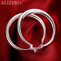 925 Sterling Silber 33 mm großer Kreis runder Creolen für Frauen ungewöhnliche Ohrringe 2025 Trend Weihnachtsschmuck