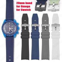 20 mm gebogenes Armband für Omega-Armband für Swatch Moonswatch, weiches Silikonarmband, Damen und Herren, wasserdichtes Ersatzarmband