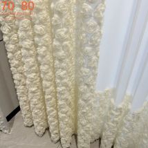 Romantic Rose Three-dimensional Relief White Gauze Curtains for Living Room Bedroom Windows Balcony Bay Window Customization