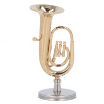 Miniatur-Tuba-Modell, Messing, vergoldet, Musikinstrumenten-Ornament mit Aufbewahrungsbox für Desktop-Dekoration, Geschenke