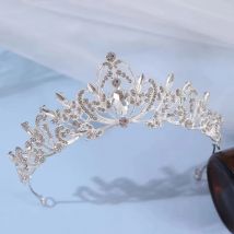 Ausgehöhlte Blumen Wassertropfen Strass Tiaras Krone für Frauen Hochzeit Elegante Blätter Oval Kopfschmuck Party Haarkleid Schmuck W