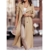 Dünner zweireihiger Trenchcoat für Damen, Streetwear, Schnürjacke mit Taschen, ungefütterte Windjacke, S-2XL, modische Oberbekleidung