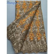 Nigerianischer bestickter Baumwoll-Spitzenstoff, 2025, hochwertig, 5 Yards, afrikanischer Schweizer Voile-Spitzenstoff für elegantes Partykleid, A4145