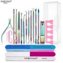 Gradient Edelstahl Nail art Cutter Nipper Clipper Maniküre Drücker Dead Skin Remover Pflege Reinigung Werkzeug Set