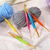 1/5pcs Double Head Silicone Handle Aluminum Crochet Hooks 2.0-6.0mm Colorful Knitting Needles DIY Handmade Weave Sewing Tools