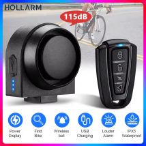 Hollarm Fahrrad-Vibrationsalarm, kabelloser Motorrad-Alarm, Diebstahlsicherung, USB wiederaufladbar, Fernbedienung, Sicherheitssystem, wasserdicht