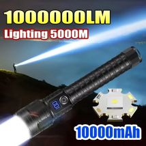 1000000 Torcia ultra potente LM Zoom 5000M Torcia a lungo raggio Torce a LED ad alta potenza Lanterna tattica potente ricaricabile