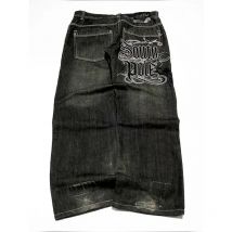 Męskie jeansy w stylu ulicznym z haftem literami, amerykańskie Harajuku, nowe proste spodnie z szerokimi nogawkami, hip-hopowe retro, uniwersalne jeansy dla par.