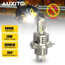 AUXITO H4 LED Motorcycle Bulb 6000LM 26W 360 6000K Canbus Moto Headlight For Honda Yamaha Suzuki High Power ZES 12V Spotlights