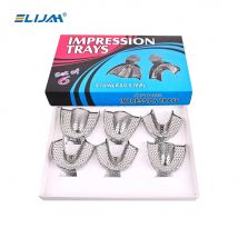 6 Teile/satz Dental Edelstahl Abdruck Tablett mit Löchern Oberen Unteren Zähne Halter Dental Abdruck Eimer Zahnmedizin Werkzeuge