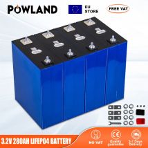 POWLAND Akumulator LiFePO4 o wysokiej pojemności 280Ah 3.2V Pełny Zestaw Akcesoriów Solar Camping Prismaticzne Ogniwa do Kampera, Pojazdu Elektrycznego, Jachtu, DIY