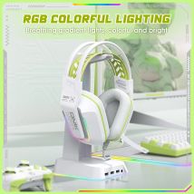 ONIKUMA X13 Cuffie over-ear Cuffie da gioco Auricolari con cancellazione cablata Orecchie di gatto rosa Luce RGB con microfono per PC PS4