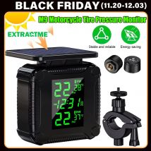 Extractme Sistema di monitoraggio della pressione dei pneumatici Display colorato TPMS wireless Sensore di allarme della temperatura dei pneumatici con carica solare per moto