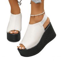 Women Sandals High Quality Summer Leather Wedge Sandals Women 2025 New Platform High Heels Shoes Sexy Open Toe Elegant Sandals