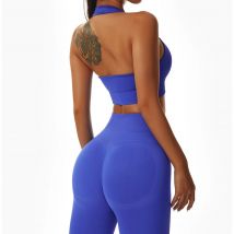 Sujetador de Yoga con cuello Halter para mujer, ropa interior deportiva de realce para entrenamiento de gimnasio, chaleco deportivo, parte de atrás bonita, Top de Fitness