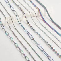 Length 40+5cm Different Style Necklace Stainless Steel Necklaces For Women Men Snake/Hollow/Lips/O Chains Jewelry Rainbow Color