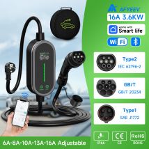 AFYEEV 3600W portátil Type2 IEC62196-2 EV cargador Type1 SAE J1772 cargador de coche eléctrico GBT EVSE Cable de carga Wallbox enchufe de la UE