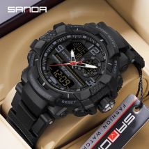 SANDA Militär Outdoor Sport Herren Elektronische Uhr Wasserdicht LED Analog Digital Doppelanzeige Quarz Chronograph Armbanduhr