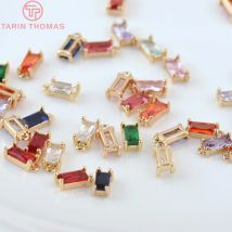 (1663)10 PZ 8x4 MM 24 K Champagne Colore Oro Ottone con Vetro Rettangolo Pendenti con Ciondoli per la Creazione di Gioielli Trovare Accessori