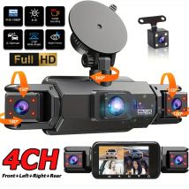 4 lenti 360 °   Dash cam Videoregistratore vocale 1080P Videocamera di registrazione DVR per auto Vista posteriore anteriore sinistra destra Dashcam automatico 4 canali Parcheggio 24 ore