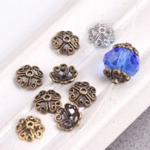50 Stück Antik Gold/Silber Bronze Farbe 8mm Blumenform Metalllegierung Lose Spacer Perlen Kappen Lot für Schmuckherstellung DIY Erkenntnisse