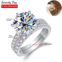 Serenity 5ct D Color Big Moissanite Diamond Rings Set for Women Man Wedding Bridal 925 Sterling Silver Row Ring Anniversary Gift