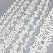 (1 yard/lot) White Jacquard Handmade Lace Jewelry Patchwork Material Lace Ribbon Manual DIY Sewing Garment Accessories