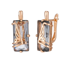 Wbmqda Grey Stone Women's Long Drop Earrings 585 Rose Gold Color Unique Dubai Jewelry