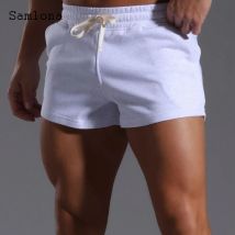2025 sommer Sexy Stehen Tasche Grundlegende Shorts Männer Casual Run Strand Kurze Hosen Solide Weiß Schwarz Weiche Kordelzug Ultra-Shorts Neue