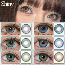 DUOXIU 1 paio di lenti a contatto colorate per miopia annuale per occhi marroni - Lenti morbide per cosplay alla moda rosa blu per alunni