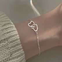 Einfache Doppel Herz Anhänger Armbänder Für Frauen Paar Edelstahl Splitter Kette Hochzeit Schmuck Valentinstag Geschenk