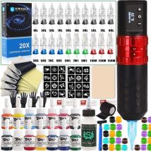 Professionelles kabelloses Tattoo-Set, 7-Takt-Tattoo-Maschinen-Sets, EMALLA-Patronennadeln, Transferpapier-Skins für Tätowierungen, Anfänger