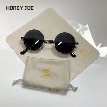 Retro Vintage Kleine Runde Polarisierte Sonnenbrille Männer Marke Designer Sonnenbrille Frauen Metall Rahmen Schwarz objektiv Brillen Fahren UV400