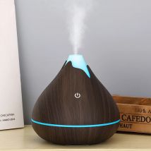 Diffusore di oli essenziali per aromaterapia 350ML Umidificatore ad ultrasuoni con telecomando a venature del legno fresco con luce LED a 7 colori