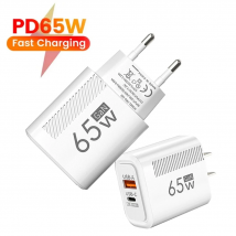 Ładowarka USB GaN o mocy 65 W Szybkie ładowanie Wtyczka UE/USA Adapter ładowania telefonu do iPhone Xiaomi Samsung Ładowarka ścienna PD QC 3.0 typu C
