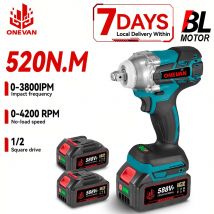 ONEVAN 520 N.M Brushless Cordless Electric Impact Wrench Screwdriver Car Repair Change Tire Tool For Makita 18V Battery Pin