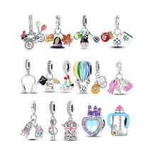 Bracelet Women Jewelry Diy Gift Accessories Charms Beads 925 Silver Original Colorful Board Autumn Maple Leaf Heart Castle Beads