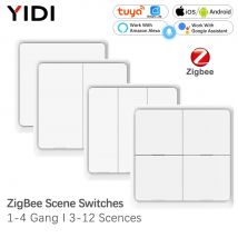 ZigBee Drahtlose 4 Gang 12 Szene Tuya Schalter Push Button Controller Batterie Betrieben Automatisierung Szenario Arbeit Alexa Google Hause