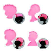 Glänzende 3,54 Zoll Afro Girl/Junge Kopf Silikonformen Epoxidharz Formen DIY Geode Untersetzer Form
