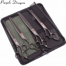 Schere für Hunde, 20,3 cm, Purple Dragon Japan 440C, Fellpflegeschere, Chunker-Schere, Hunde-Ausdünnungsschere, gebogen, mit Etui hinzufügen, Z3005