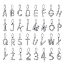 Original 925 Sterling Silver Charms For Women A-Z Letters 0-9 Numbers Pendant Beads Fit Brand Bracelets Necklaces Jewelry