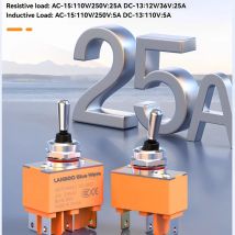 LANBOO 12mm 25A toggle switch, rocker operation, high current 25A high current latching or momentary,4p/6P MINI switch