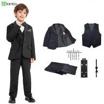 LOlanta 5 Stücke Schwarz Kleinkind Jungen Anzüge Hochzeit Formale Kinder Anzug Smoking Kleid Party Ringträger 3-12 Jahre Kinder Herren Anzug