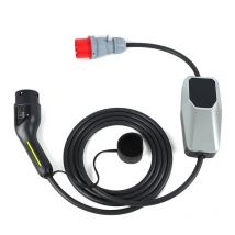 EV-Ladegerät, 22 kW, 32 A, 3 Phasen, Schnellladung, Typ 2, Elektroauto, Fahrzeug, Wallbox mit roten CEE5-Pins, Steckermodus 2